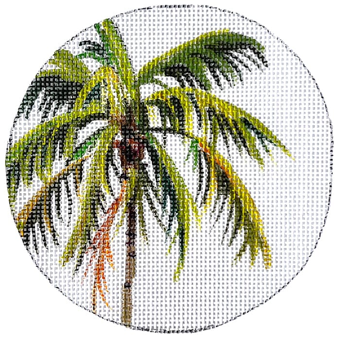 Palm Tree Round Painted Canvas Colors of Praise