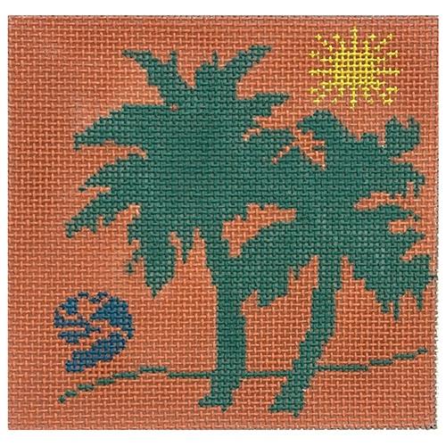 Palm Tree Series Green Painted Canvas Danji Designs - 1