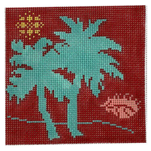 Palm Tree Series Turquoise Painted Canvas Danji Designs - 1