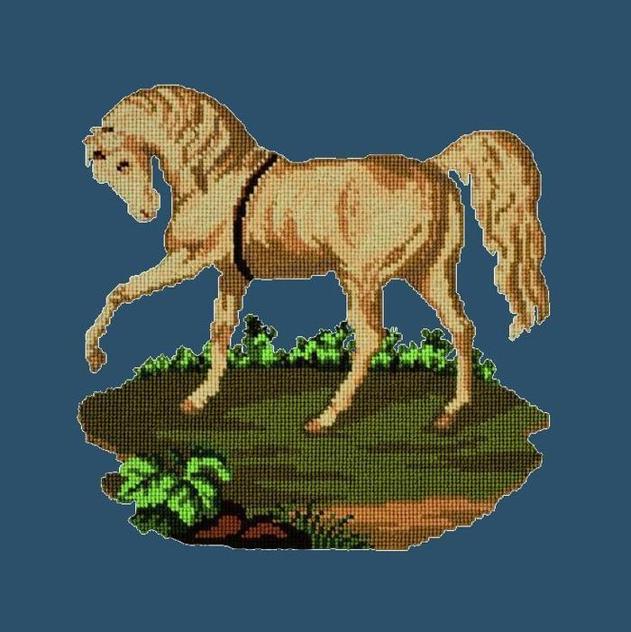 Palomino Horse Needlepoint Kit Kits Elizabeth Bradley Design Dark Blue