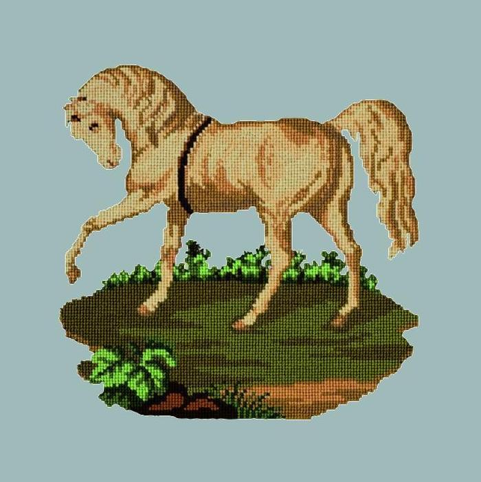Palomino Horse Needlepoint Kit Kits Elizabeth Bradley Design Pale Blue