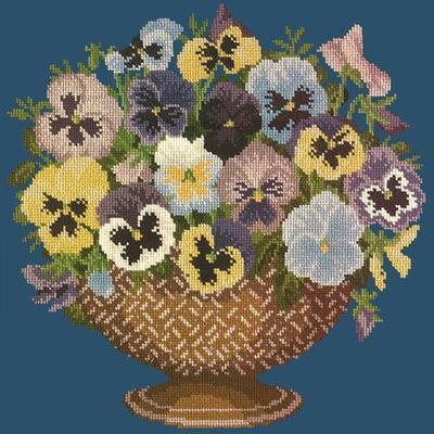 Pansy Bowl Needlepoint Kit Kits Elizabeth Bradley Design Dark Blue