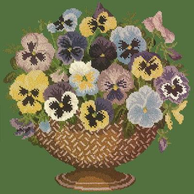Pansy Bowl Needlepoint Kit Kits Elizabeth Bradley Design Dark Green