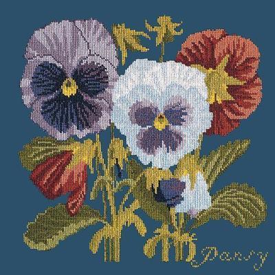 Pansy Needlepoint Kit Kits Elizabeth Bradley Design Dark Blue