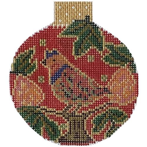 Partridge Reflection Bauble Painted Canvas Whimsy & Grace 