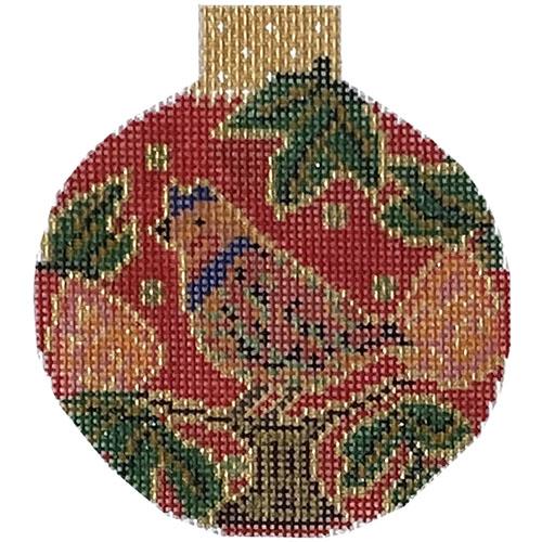 Partridge Reflection Bauble Painted Canvas Whimsy & Grace - 1