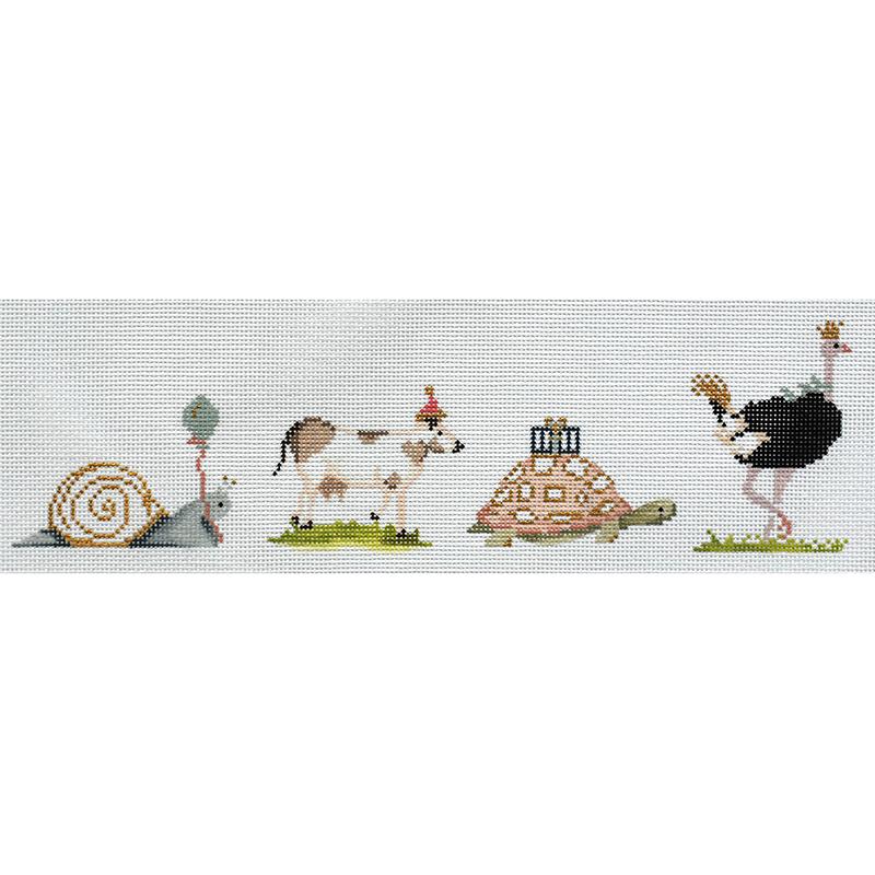 Party Animals on 13 Painted Canvas The Plum Stitchery - 1