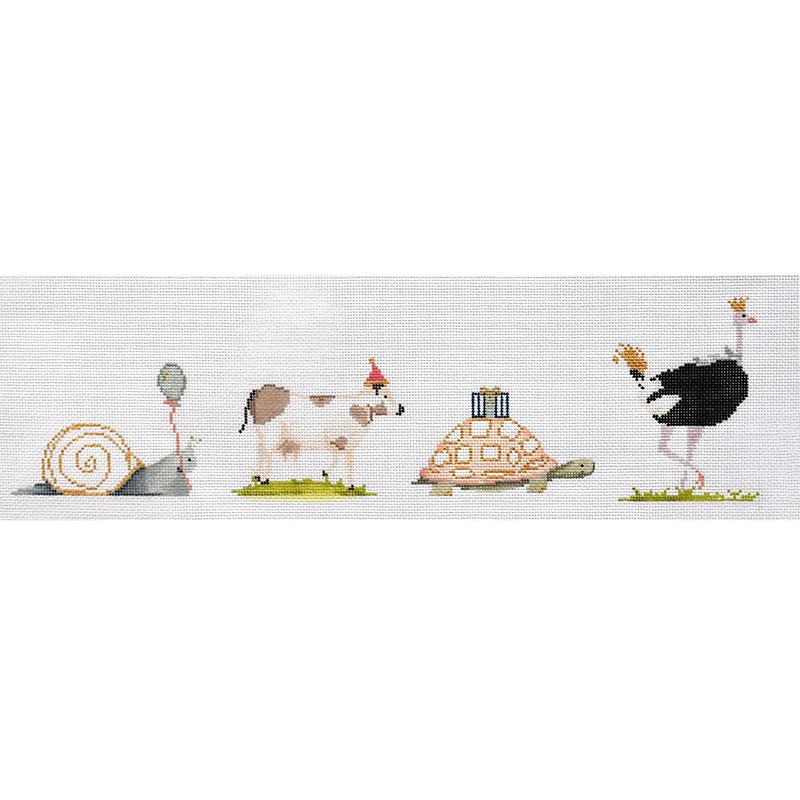 Party Animals on 18 Painted Canvas The Plum Stitchery - 1