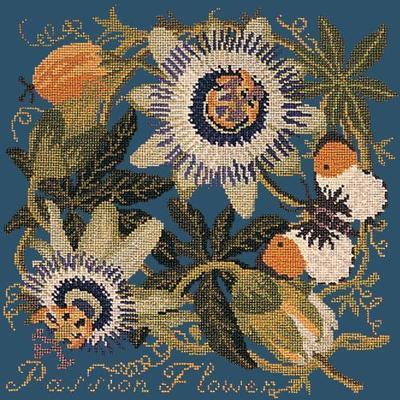 Passion Flower Needlepoint Kit Kits Elizabeth Bradley Design Dark Blue