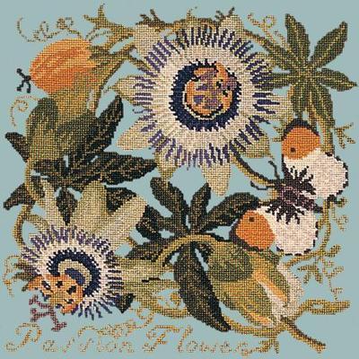 Passion Flower Needlepoint Kit Kits Elizabeth Bradley Design Pale Blue