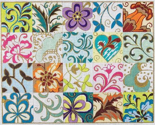 Patchwork Collage Painted Canvas Alice Peterson Company - 1