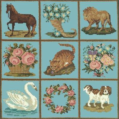 Patchwork Pieces Needlepoint Kit Kits Elizabeth Bradley Design Duck Egg Blue