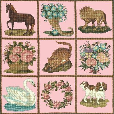 Patchwork Pieces Needlepoint Kit Kits Elizabeth Bradley Design Pale Rose