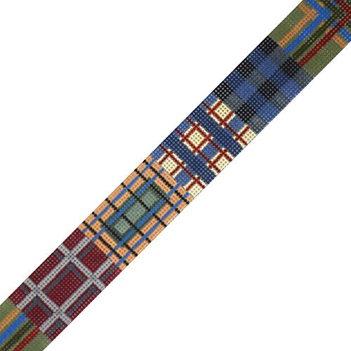 Patchwork Plaid Belt Painted Canvas The Meredith Collection - 1