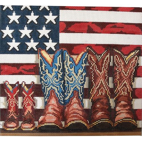 Patriotic Boots Painted Canvas Birds of a Feather - 1