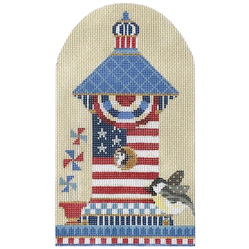 Patriotic Chickadee Birdhouse Painted Canvas The Colonial Needle Company - 1