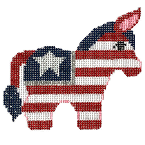 Patriotic Donkey Ornament Painted Canvas Painted Pony Designs - 1