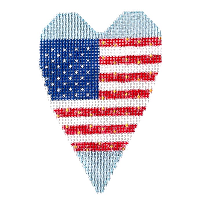 Patriotic Mini Heart Painted Canvas NeedleDeeva - 1