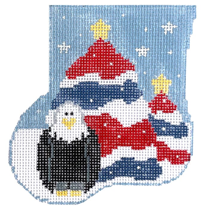 Patriotic Trees with Eagle Insert Mini Stocking Painted Canvas Kathy Schenkel Designs - 1