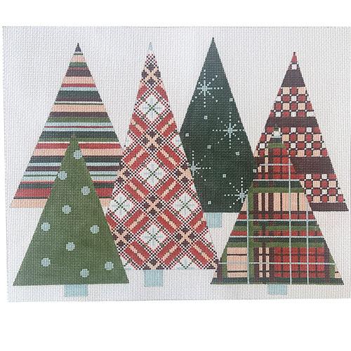 Patterned Xmas Trees Painted Canvas Alice Peterson Company - 1