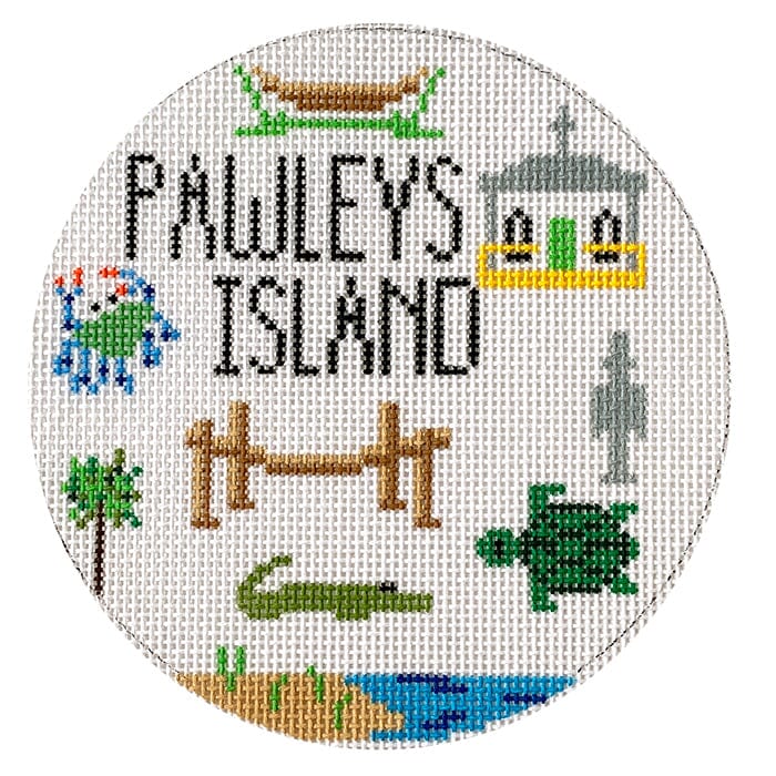 Pawleys Island Round Painted Canvas Jessica Tongel Designs - 1