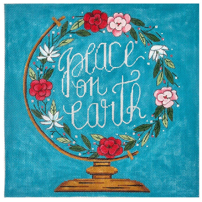 Peace on Earth Globe Painted Canvas Alice Peterson Company