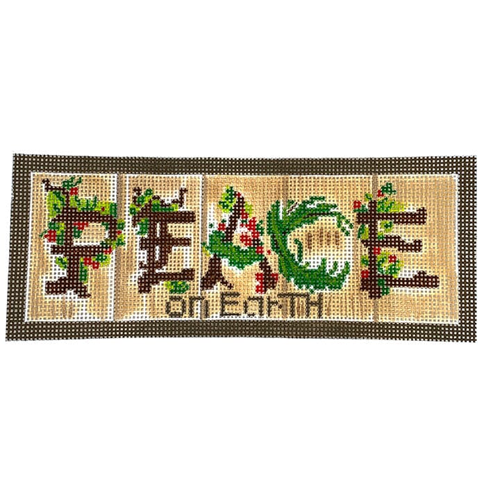 Peace on Earth Wooden Sign Painted Canvas Susan Wallace Barnes - 1