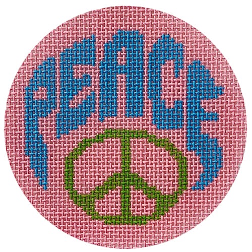 Peace Round Hippie Style Painted Canvas Voila! - 1