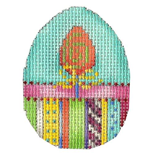 Peach Egg / Hoppy Stripes Mini Egg Painted Canvas Associated Talents - 1