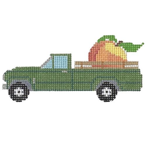 Peach Truck 14 mesh Painted Canvas Blue Ridge Stitchery - 1