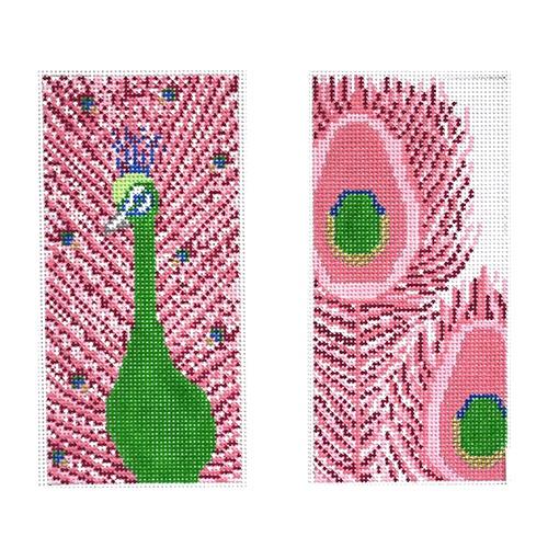 Peacock Double Eyeglass Case Painted Canvas Anne Fisher Needlepoint LLC