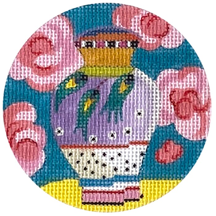Peacock Vase Round Painted Canvas Colors of Praise - 1