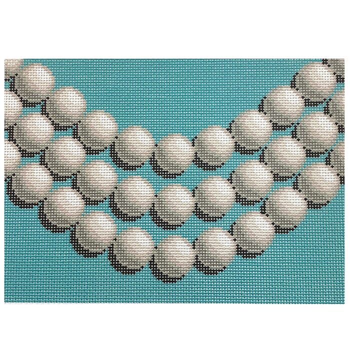 Pearl Clutch on Aqua Painted Canvas Jeni Sandberg Needlepoint - 1