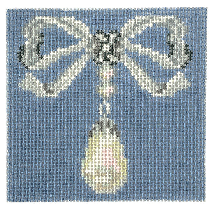 Pearl Drop Bow Brooch Painted Canvas Rachel Barri Designs - 1