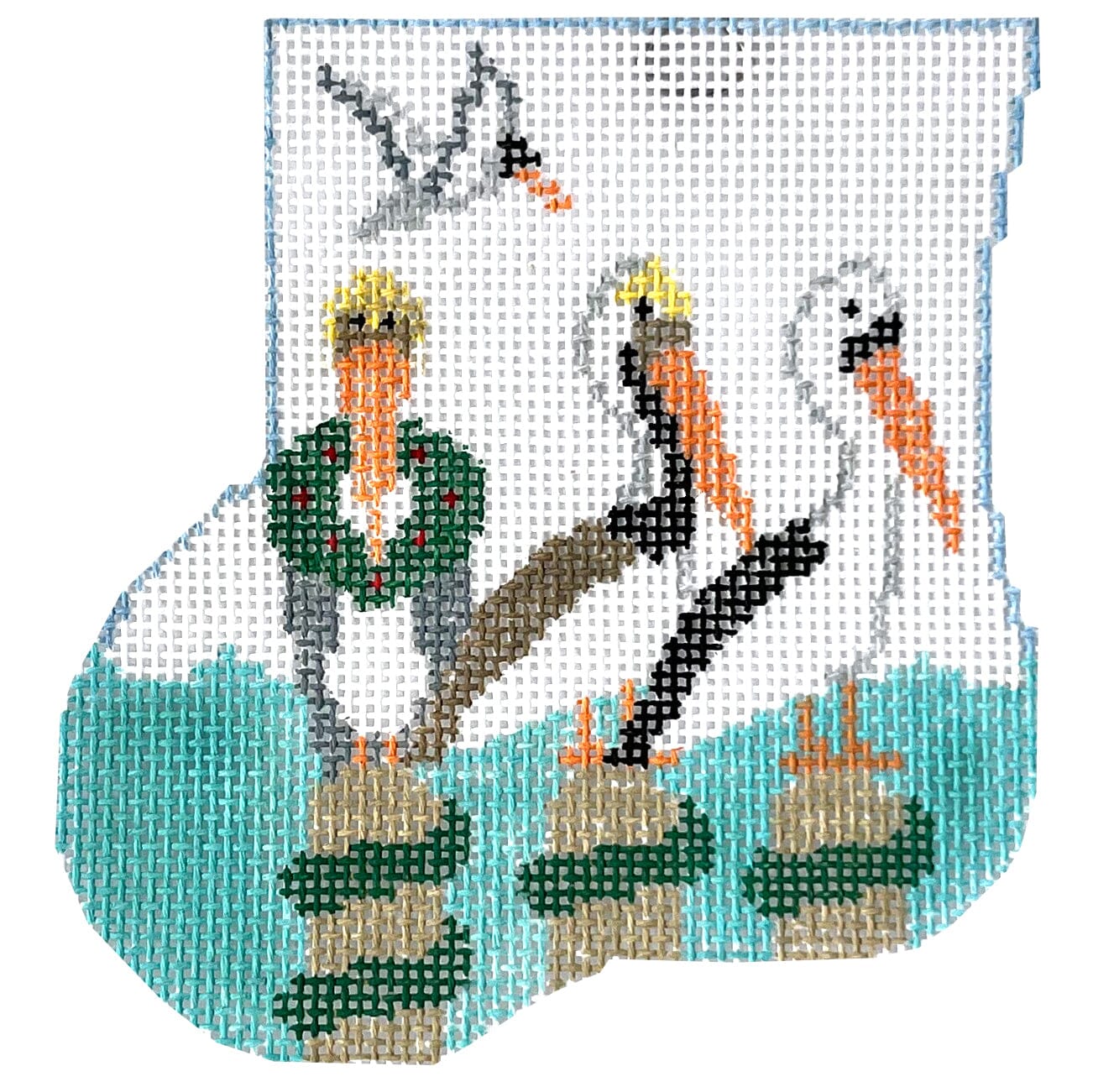 Pelicans Mini Sock with Pelican Insert Painted Canvas Kathy Schenkel Designs - 1