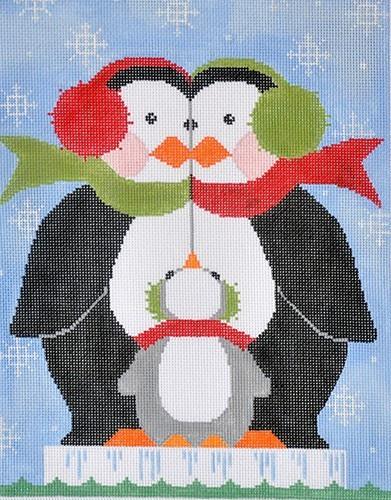 Penguin Family Painted Canvas Labors of Love Needlepoint - 1