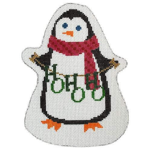 Penguin HO HO HO Painted Canvas Two Sisters Needlepoint - 1