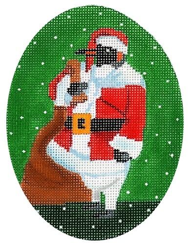 Penguin Santa Painted Canvas Scott Church Creative