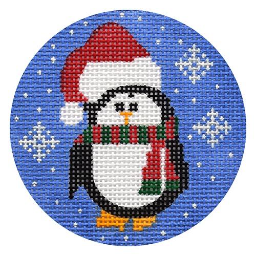 Penguin with Santa Hat Ornament Painted Canvas CBK Needlepoint Collections - 1