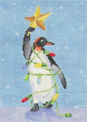 Penguin with Star Painted Canvas Scott Church Creative