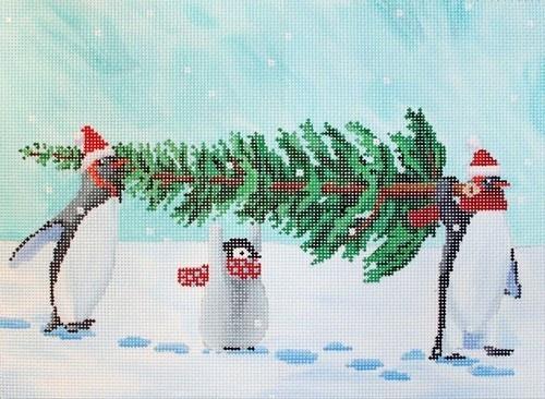 Penguins Bringing Home The Tree Painted Canvas Scott Church Creative - 1