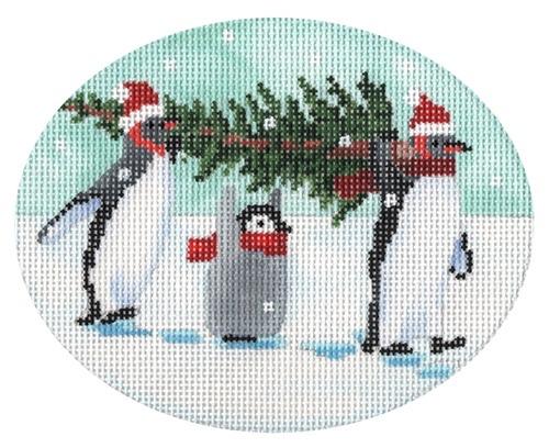 Penguins Bringing Home the Tree Painted Canvas Scott Church Creative - 1
