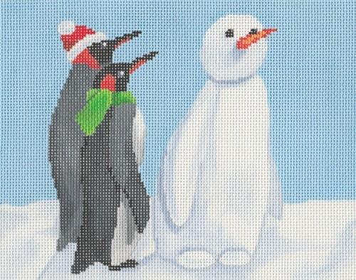 Penguins with Snowman Painted Canvas Scott Church Creative