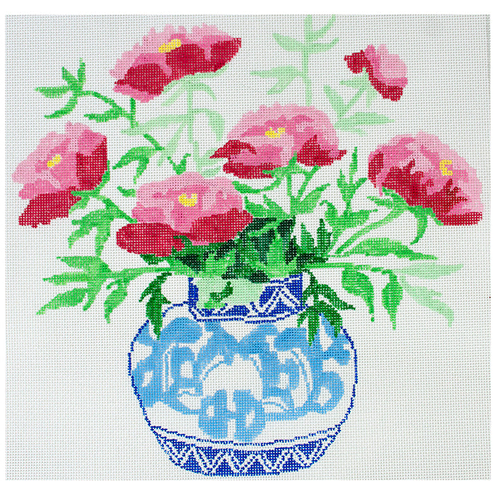 Peonies in a Blue Bowl JS Painted Canvas Jean Smith - 1