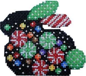 Peppermint Confetti Christmas Bunny Painted Canvas Associated Talents - 1