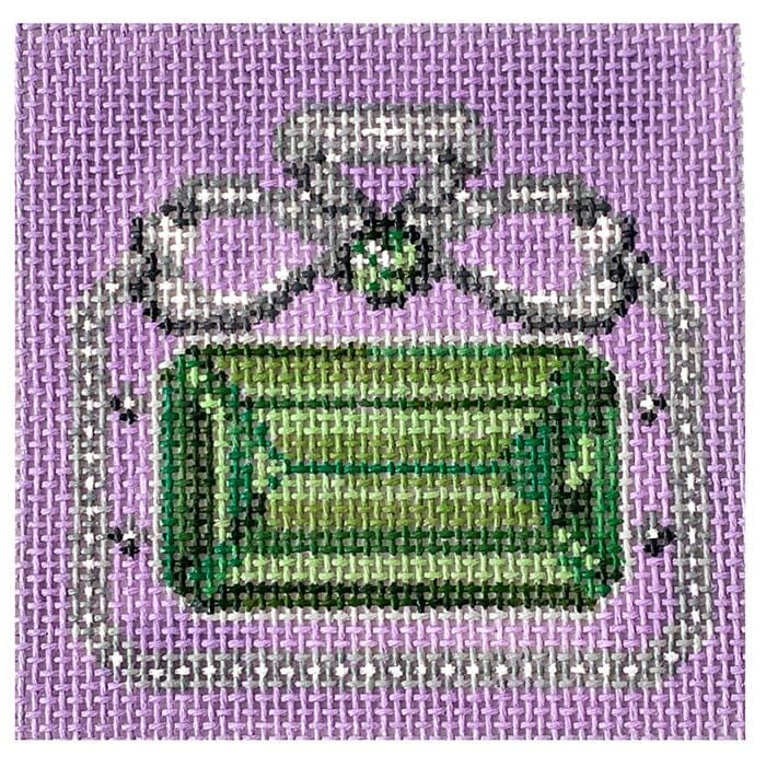 Peridot Gem Bow Brooch Painted Canvas Rachel Barri Designs - 1