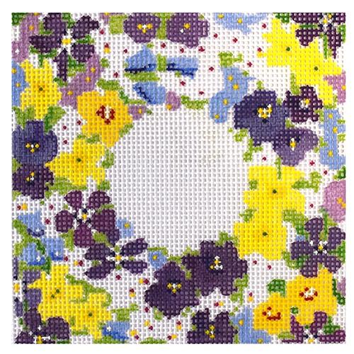 Petite Fleur 4" Square Mono Painted Canvas The Plum Stitchery - 1
