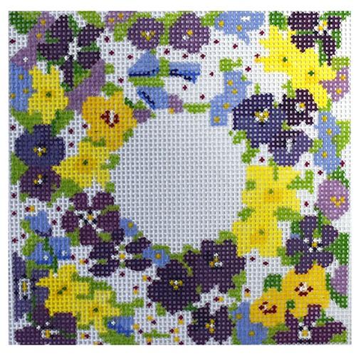 Petite Fleur 5.25" Square Mono Painted Canvas The Plum Stitchery - 1
