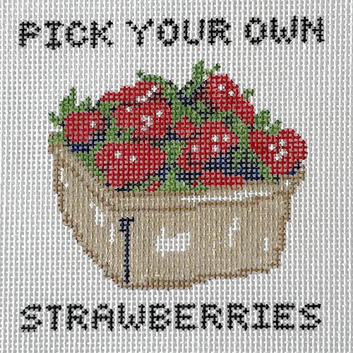 Pick Your Own Strawberries Painted Canvas Alice & Blue - 1