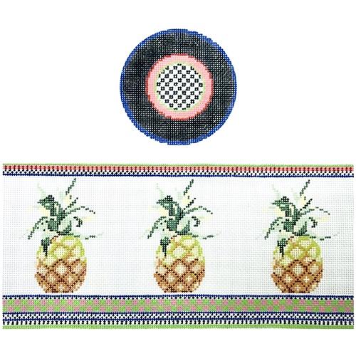 Pineapple Hinged Box with Hardware Painted Canvas Funda Scully - 1